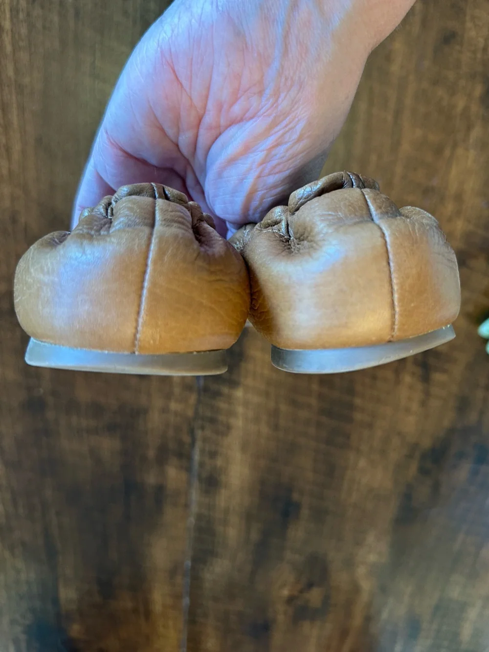 Tory Burch | Reva Tumbled Leather Travel Ballet Flats in Royal Tan, Size 7.5/8